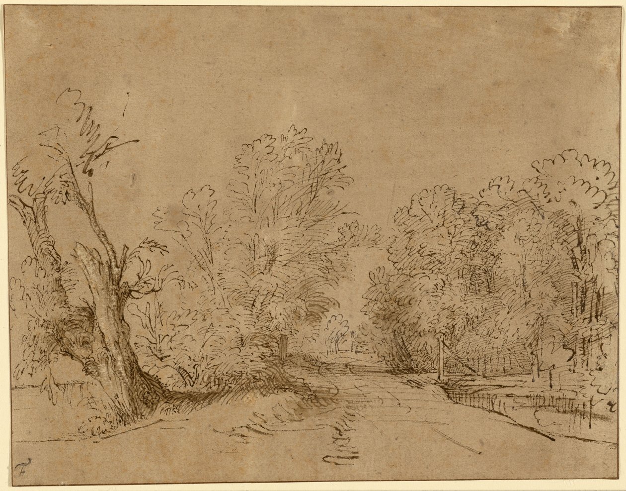 Una strada boscosa da Rembrandt Harmensz. van Rijn