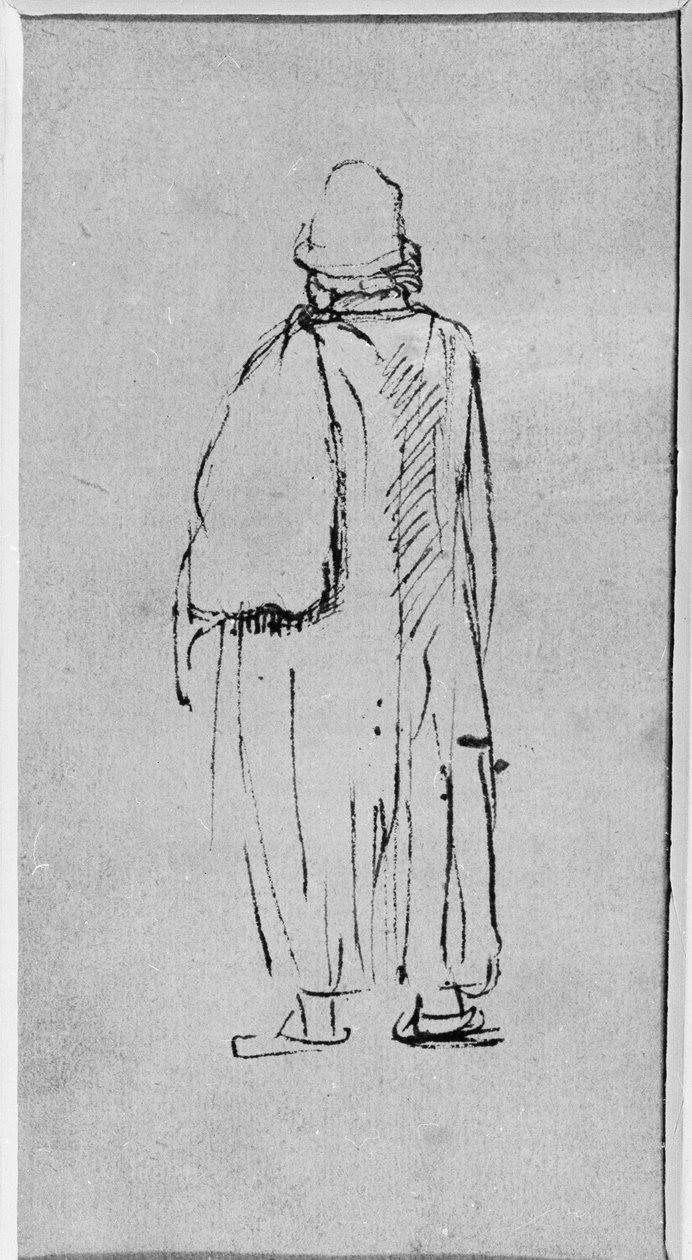 Un uomo visto di spalle, camminando verso sinistra da Rembrandt Harmensz. van Rijn