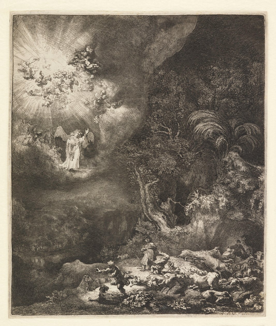 Annunciazione ai pastori, 1634 da Rembrandt van Rijn