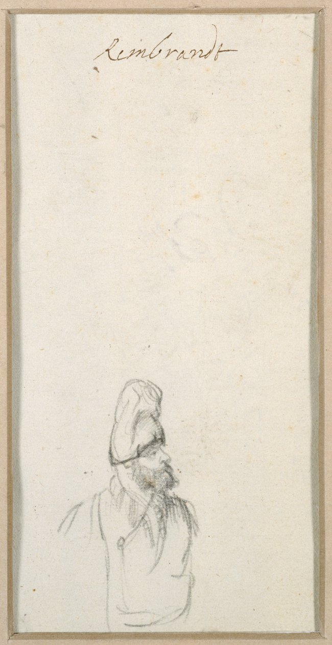 Uomo barbuto di profilo, con un cappello alto, c.1640 da Rembrandt Harmensz. van Rijn