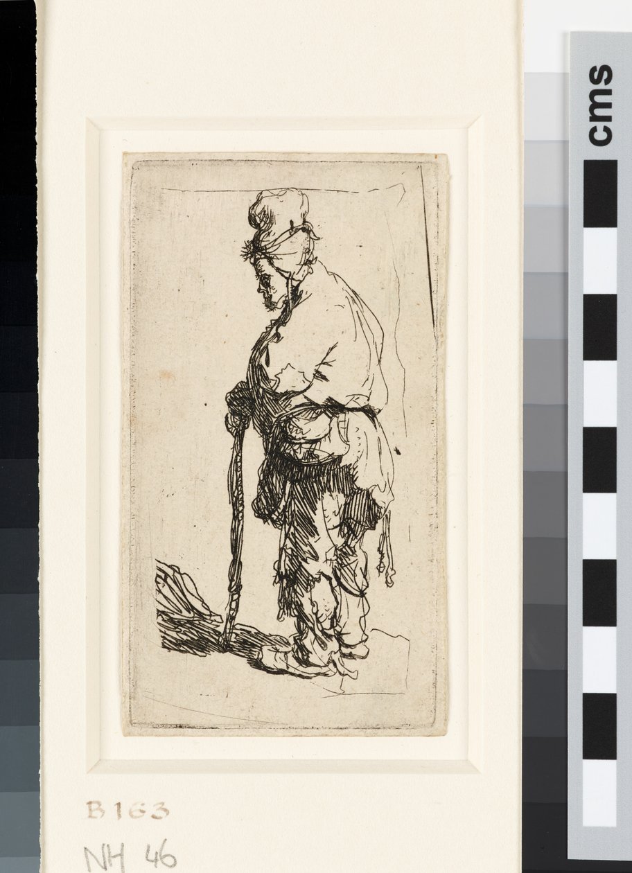 Mendicante appoggiato a un bastone da Rembrandt van Rijn