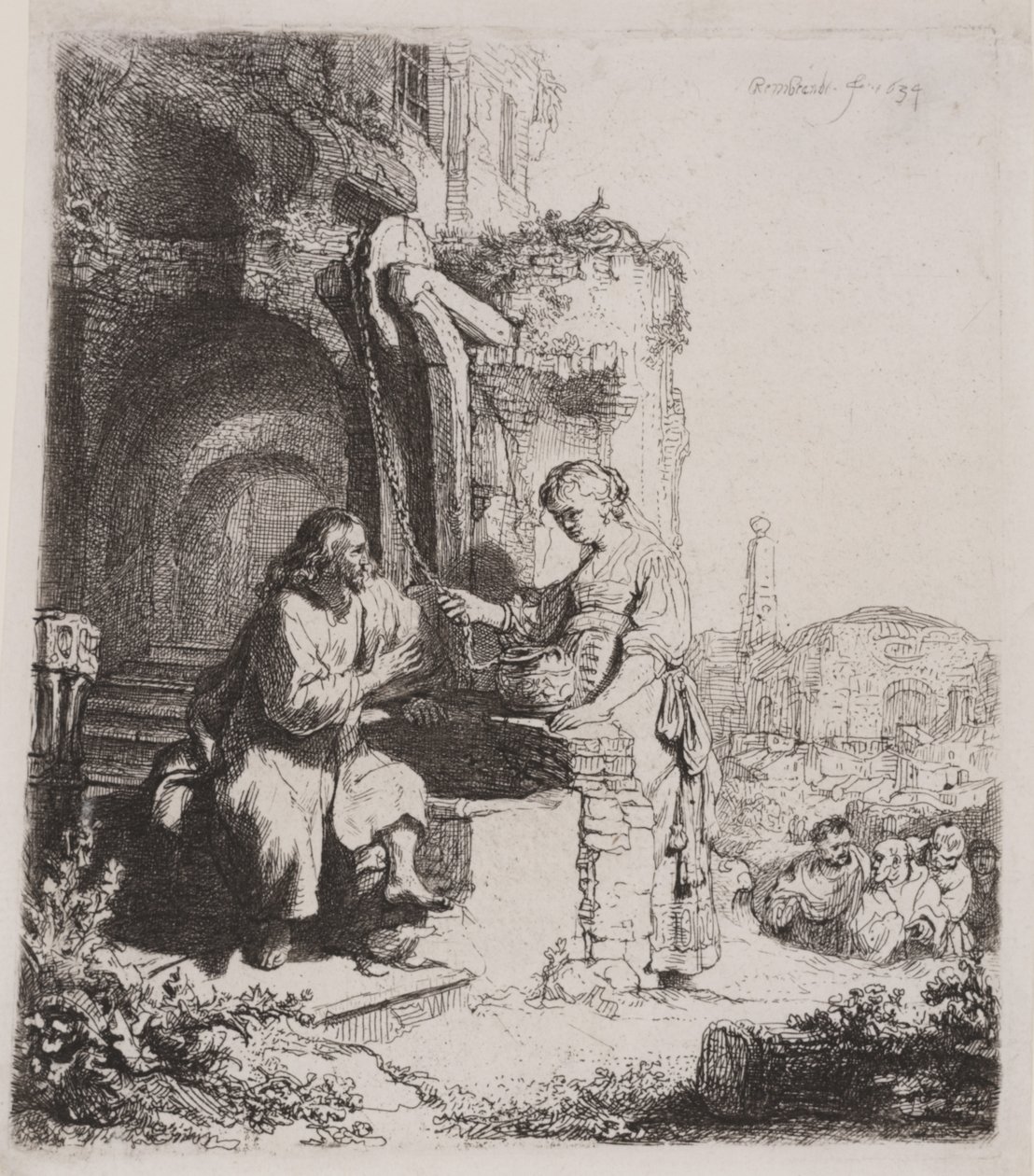 Cristo e la donna di Samaria: Tra le rovine da Rembrandt van Rijn