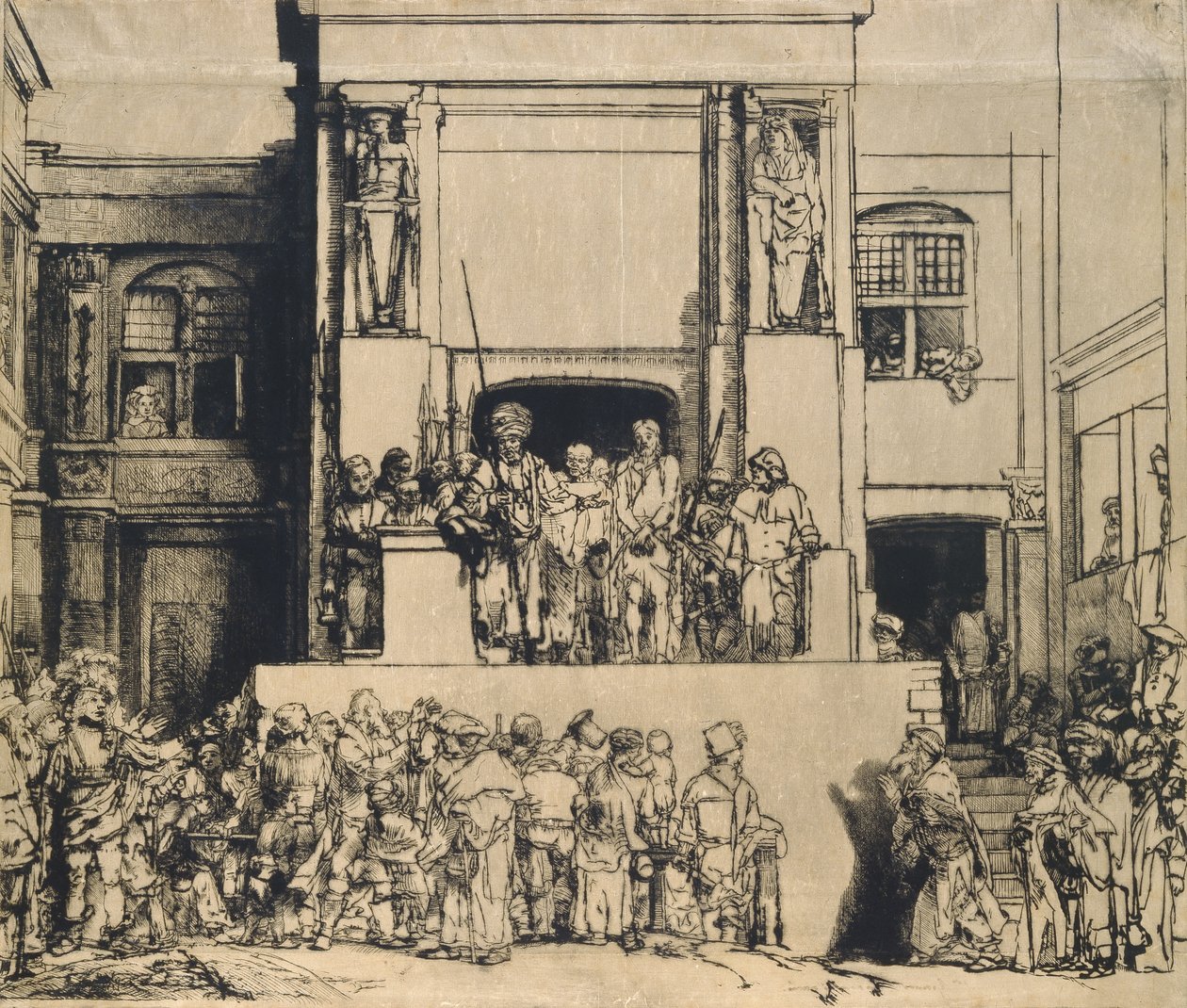Cristo presentato al popolo: piatto oblungo da Rembrandt van Rijn