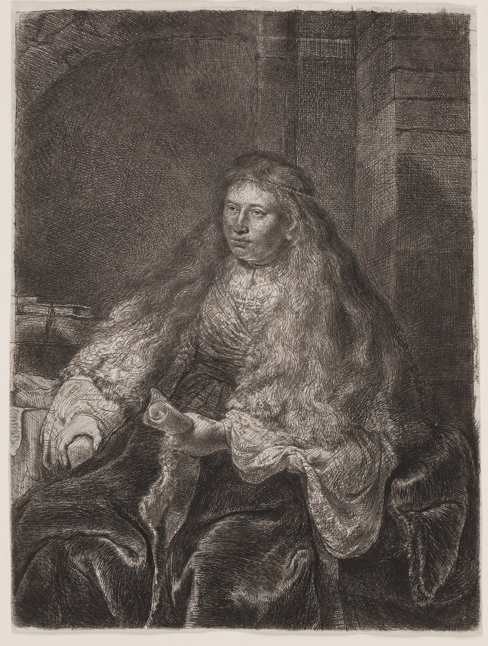 Ragazza con i capelli lunghi sulle spalle, o "La grande sposa ebrea" da Rembrandt van Rijn