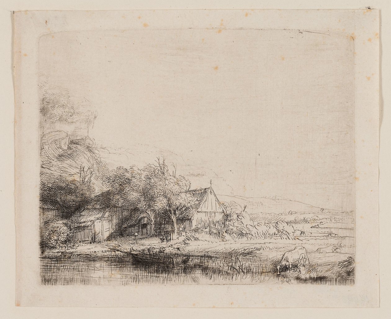 Paesaggio con Mucca che Beve, c.1650 da Rembrandt Harmensz. van Rijn