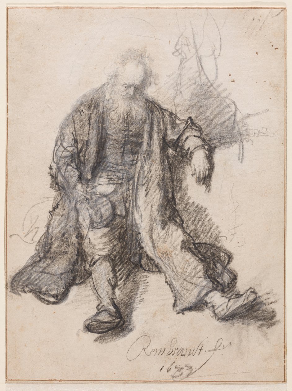 Vecchio seduto (Il Lot ubriaco?) da Rembrandt Harmensz. van Rijn