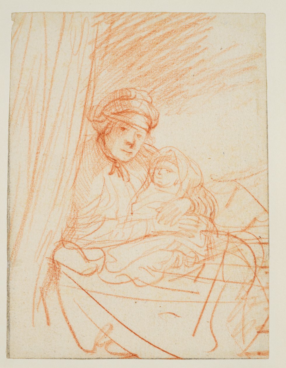 Saskia seduta a letto, con un bambino in braccio, 1635 circa da Rembrandt van Rijn