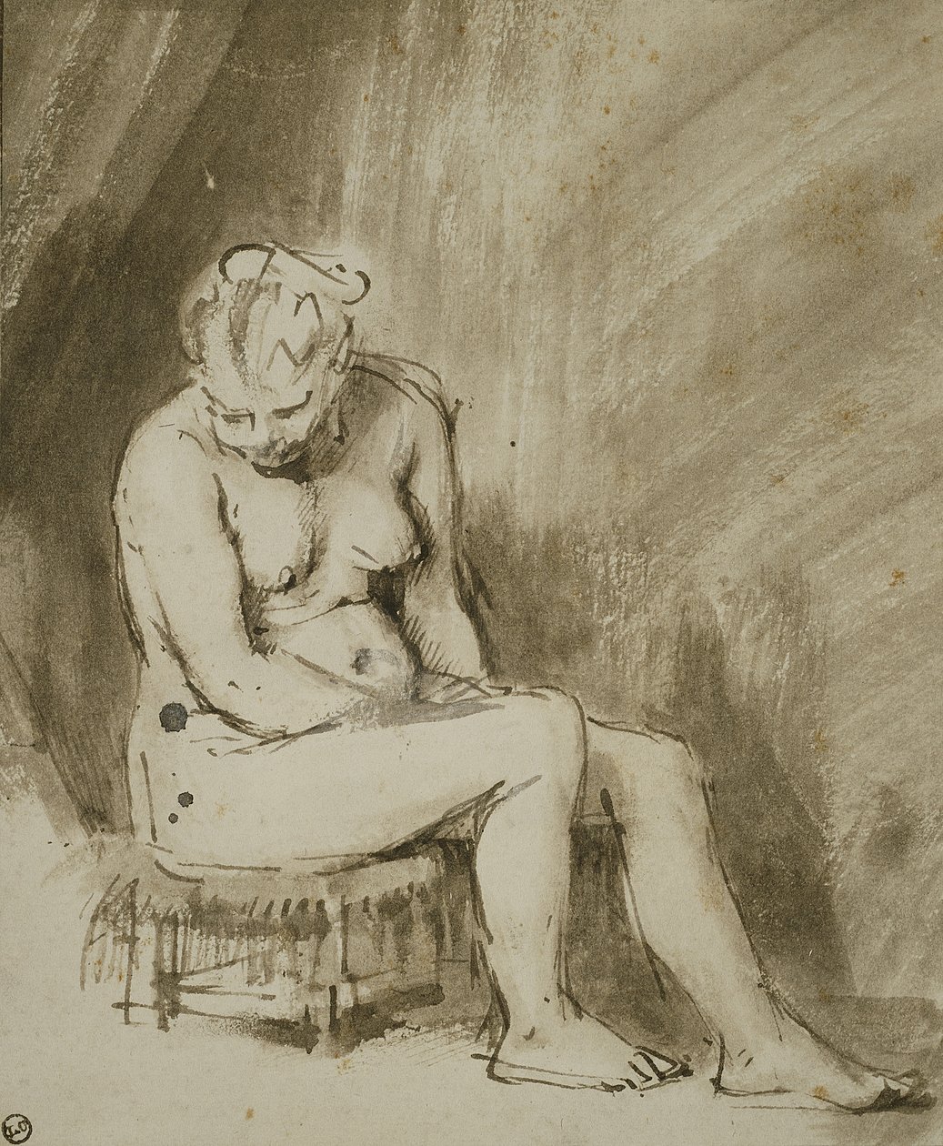 Nudo femminile seduto da Rembrandt van Rijn