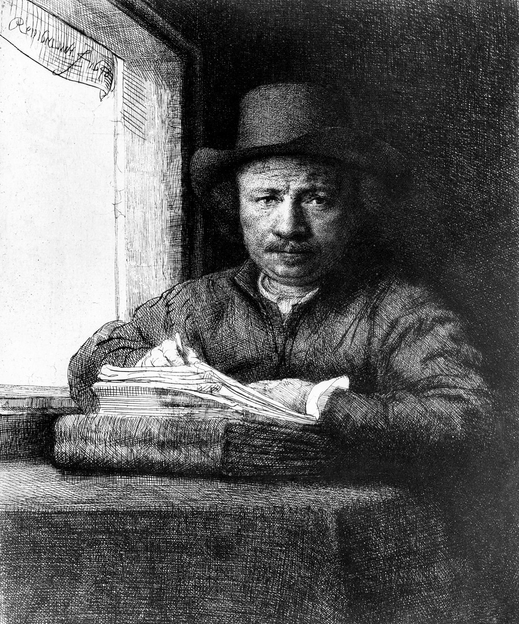 Autoritratto mentre disegna da Rembrandt van Rijn