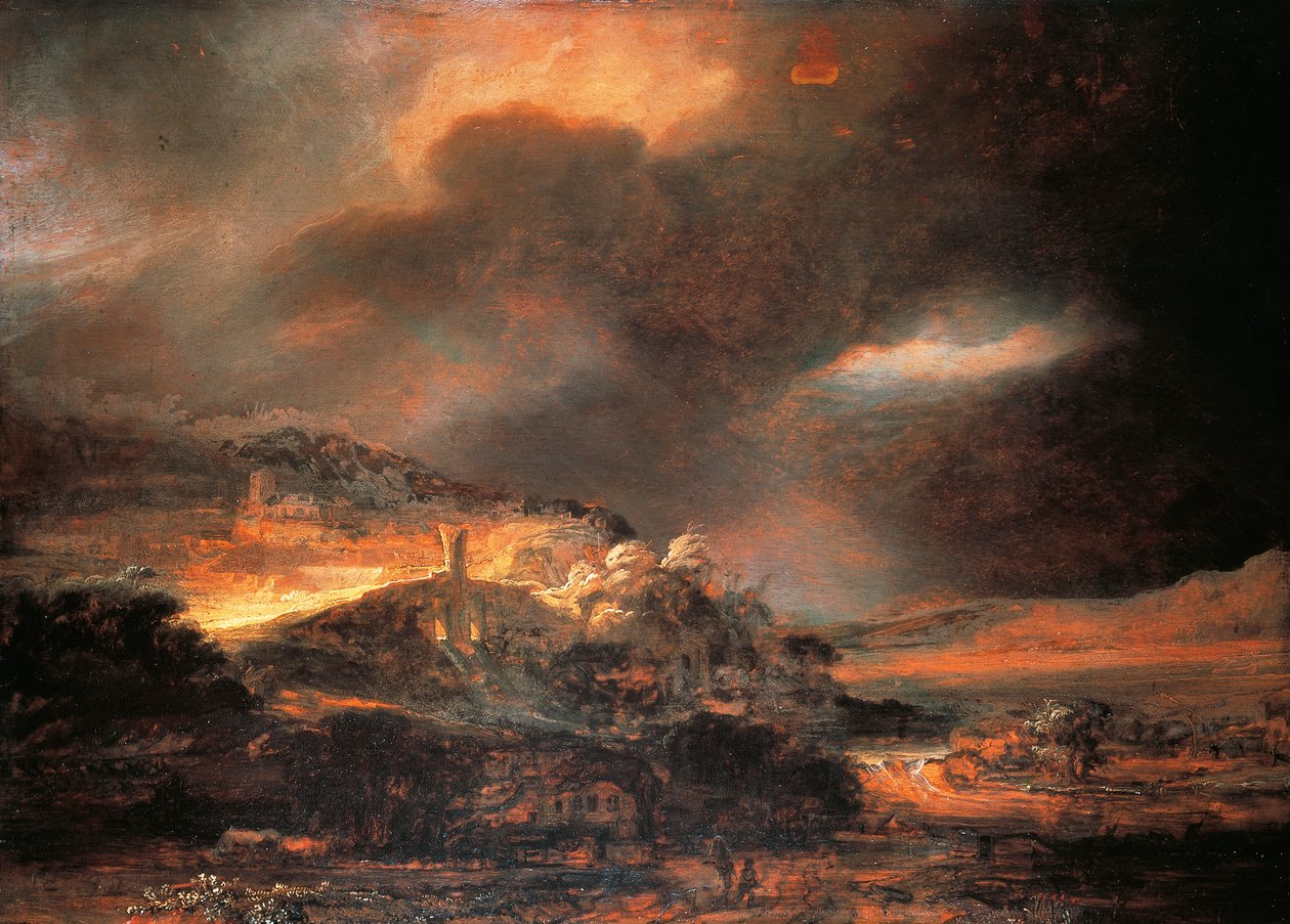 Paesaggio tempestoso, c.1637/38 da Rembrandt Harmensz. van Rijn