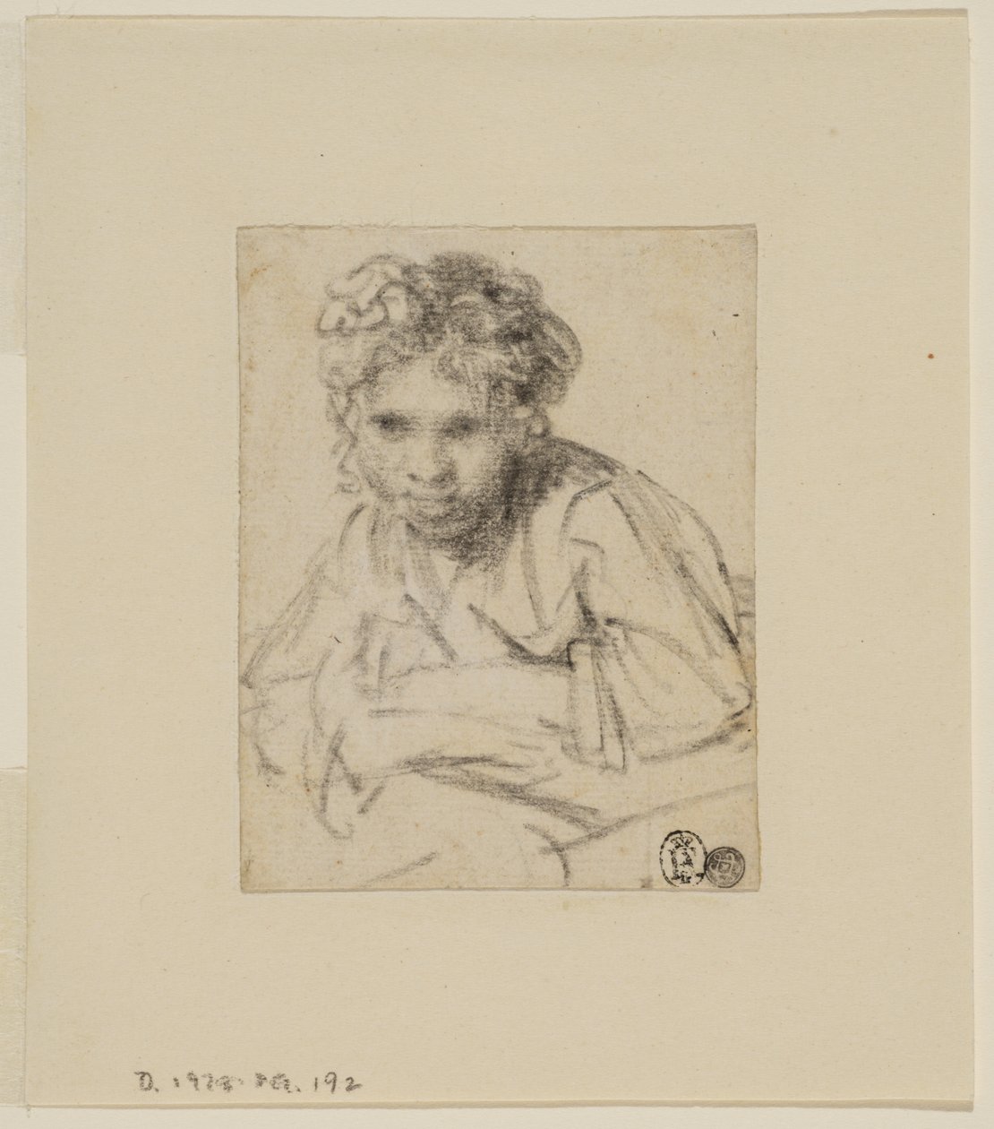 Studio per il dipinto "Una ragazza alla finestra" (prima del 1645) da Rembrandt van Rijn