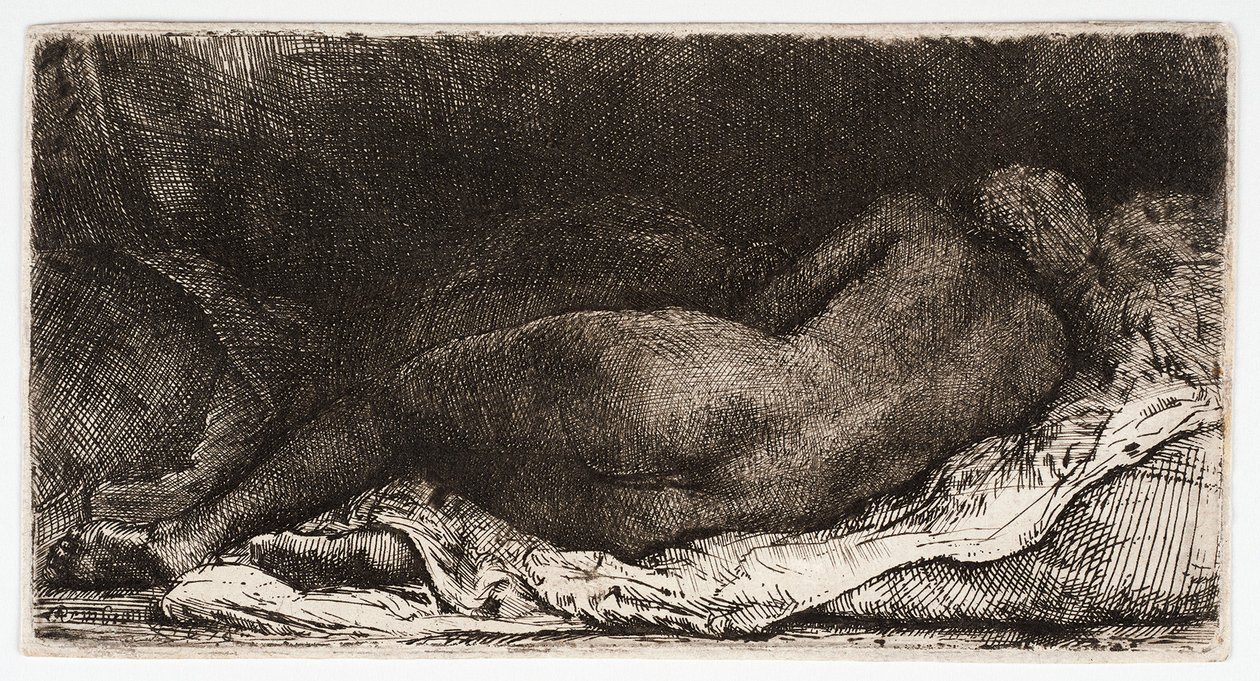 La donna nuda, dormendo con le natiche al vento da Rembrandt Harmensz. van Rijn