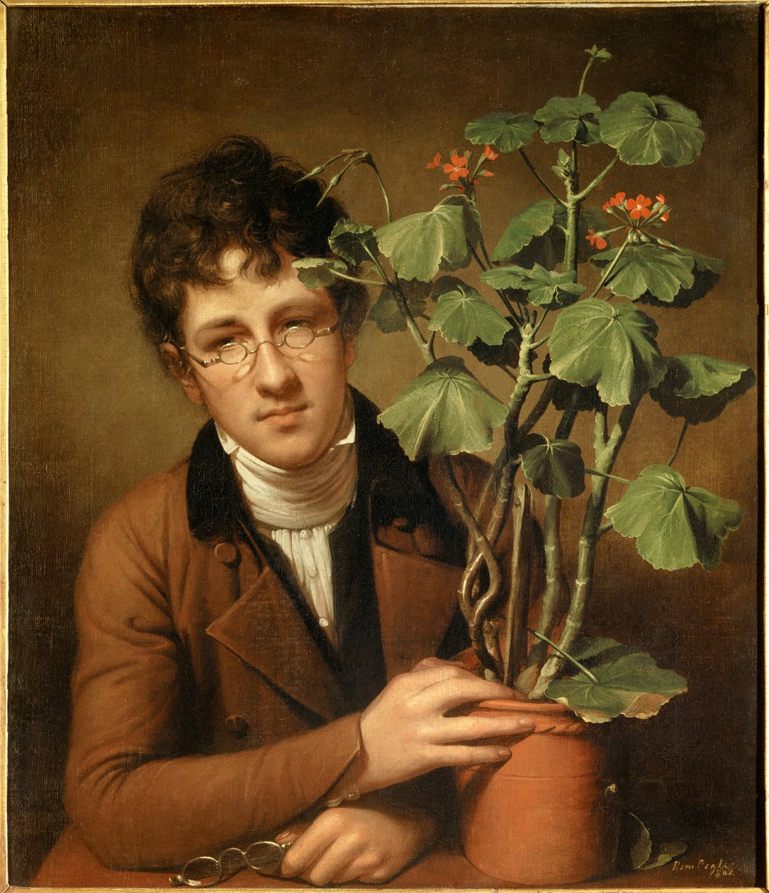Ritratto del pittore Rubens Peale con un geranio da Rembrandt Peale