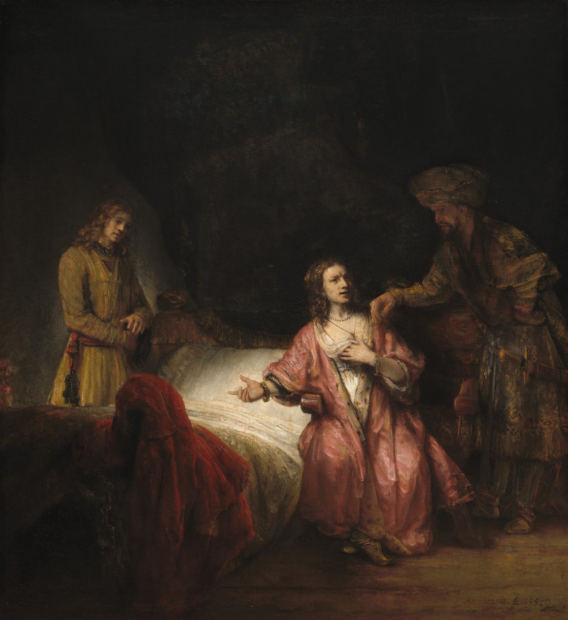 Giuseppe accusato dalla moglie di Potifar da Rembrandt Workshop