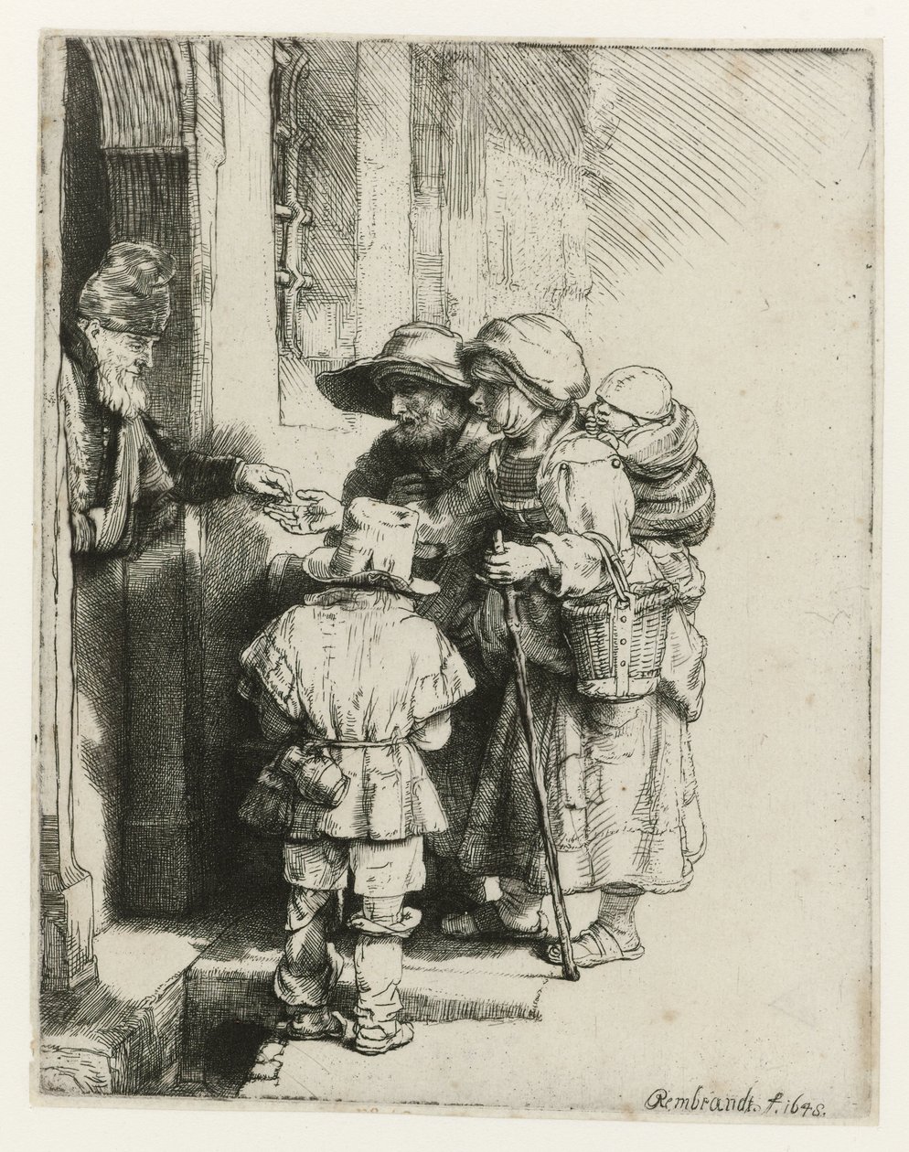 Un suonatore di organetto cieco e la sua famiglia da Rembrandt van Rijn