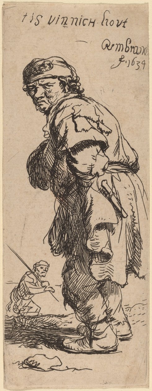 Un contadino che grida: "fa un freddo cane" da Rembrandt van Rijn