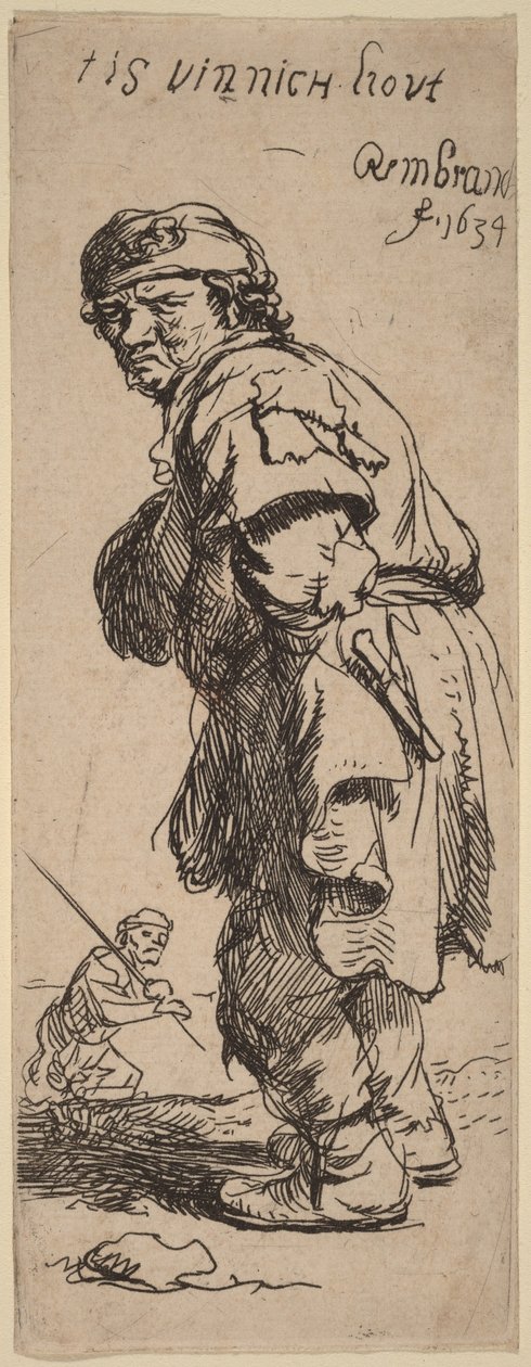 Un contadino che esclama: «tis vinnich kout» (Fa un freddo pungente) da Rembrandt van Rijn