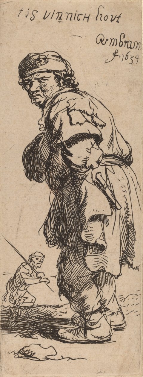 Un Contadino che Grida: fa un freddo cane, 1634 da Rembrandt van Rijn