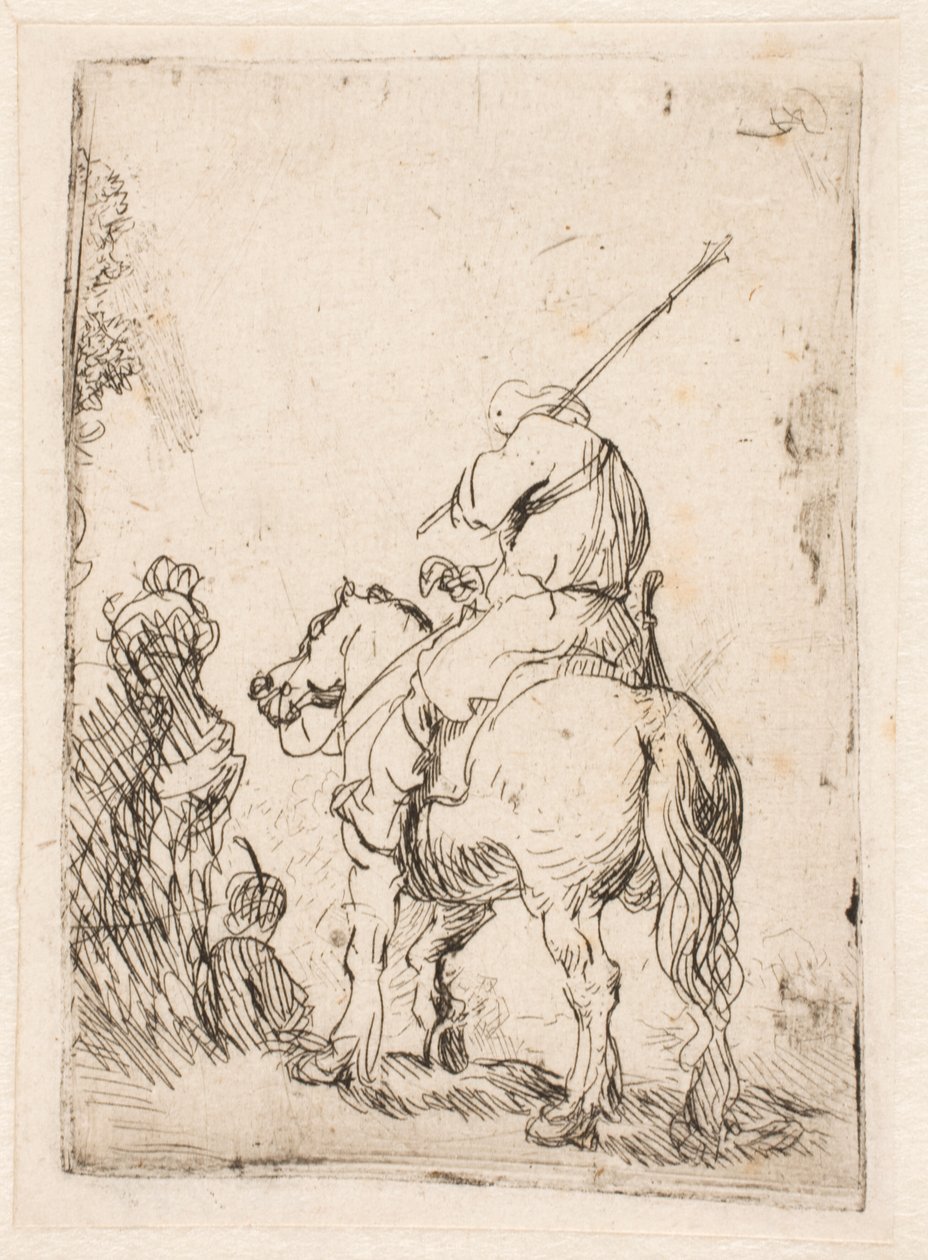 Un soldato con il turbante a cavallo da Rembrandt van Rijn