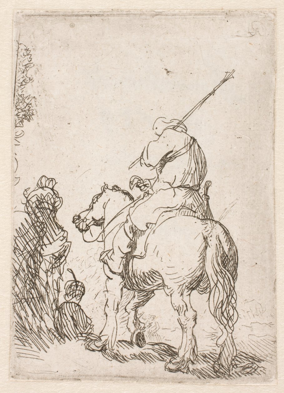 Un soldato con il turbante a cavallo da Rembrandt van Rijn