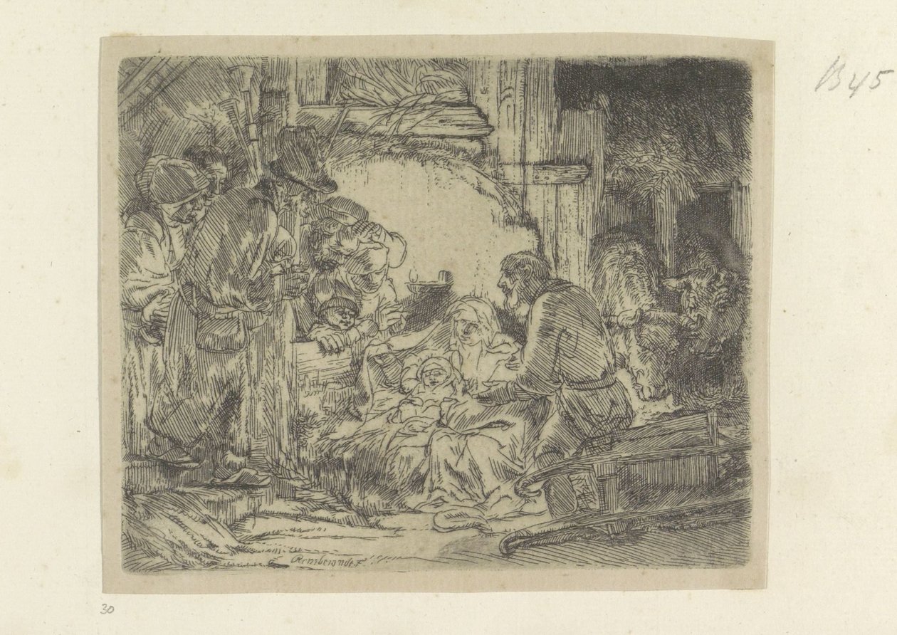 Adorazione dei pastori: con la lampada a olio da Rembrandt van Rijn