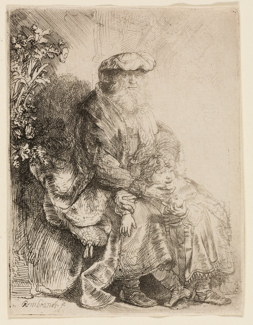 Abramo che accarezza Isacco da Rembrandt van Rijn