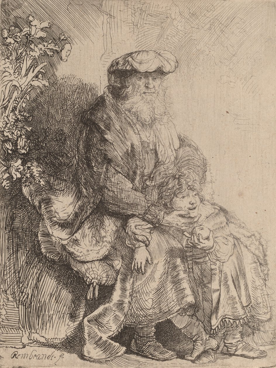 Abramo che accarezza Isacco da Rembrandt van Rijn