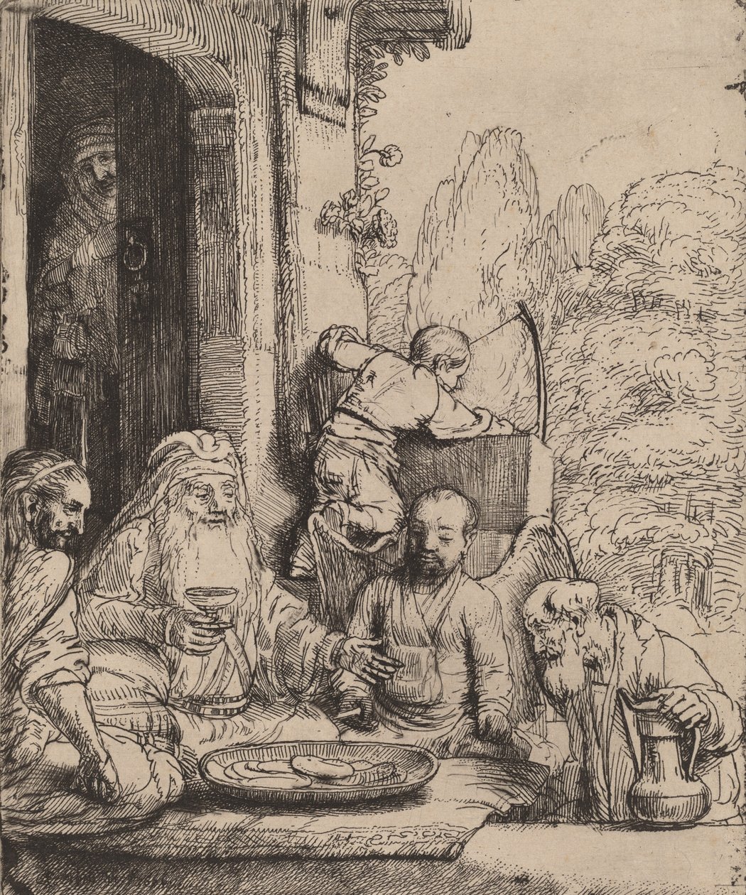 Abramo che intrattiene gli angeli, 1656 da Rembrandt van Rijn