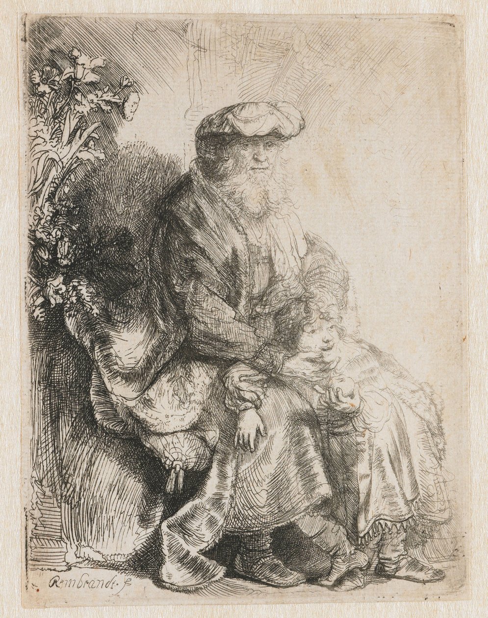 Abramo accarezza Isacco da Rembrandt van Rijn