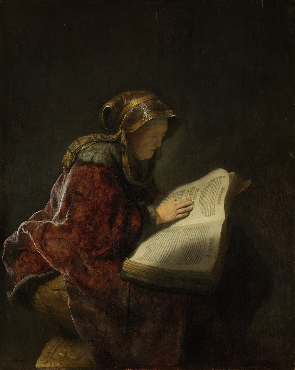 Una vecchia che legge, probabilmente la profetessa Anna, 1631 da Rembrandt van Rijn