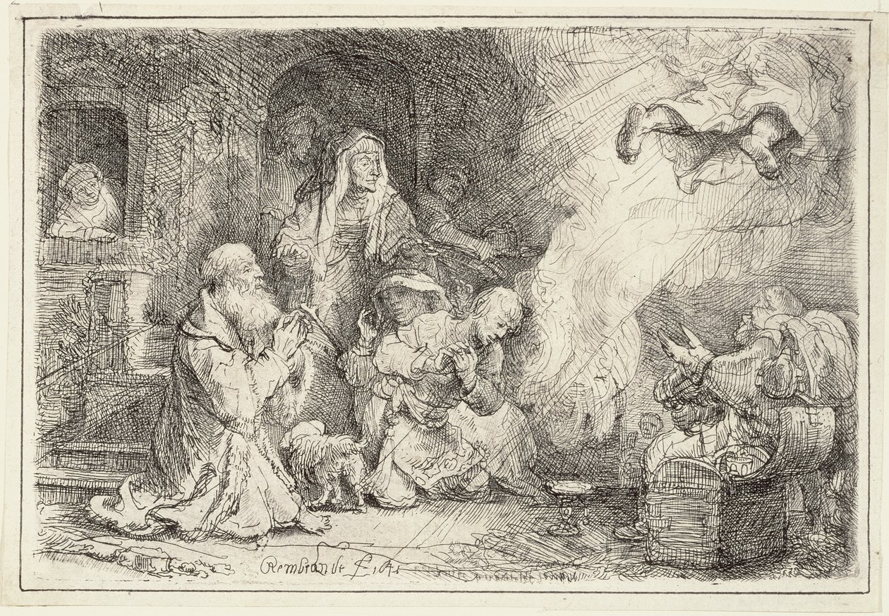Angelo che si allontana dalla famiglia di Tobia, 1641 da Rembrandt van Rijn