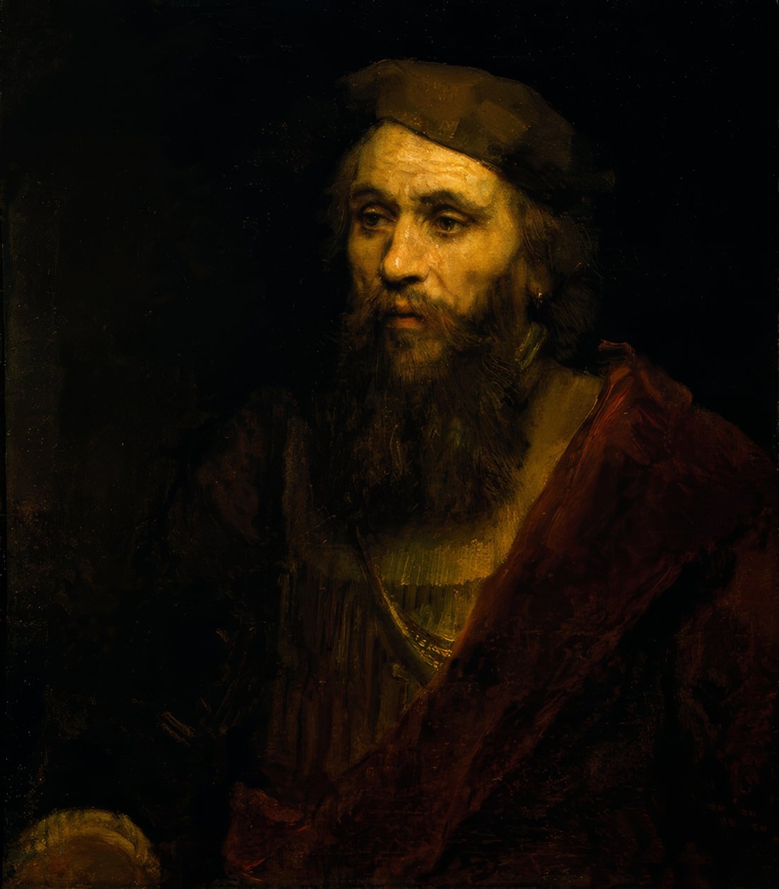 Uomo barbuto con berretto da Rembrandt van Rijn