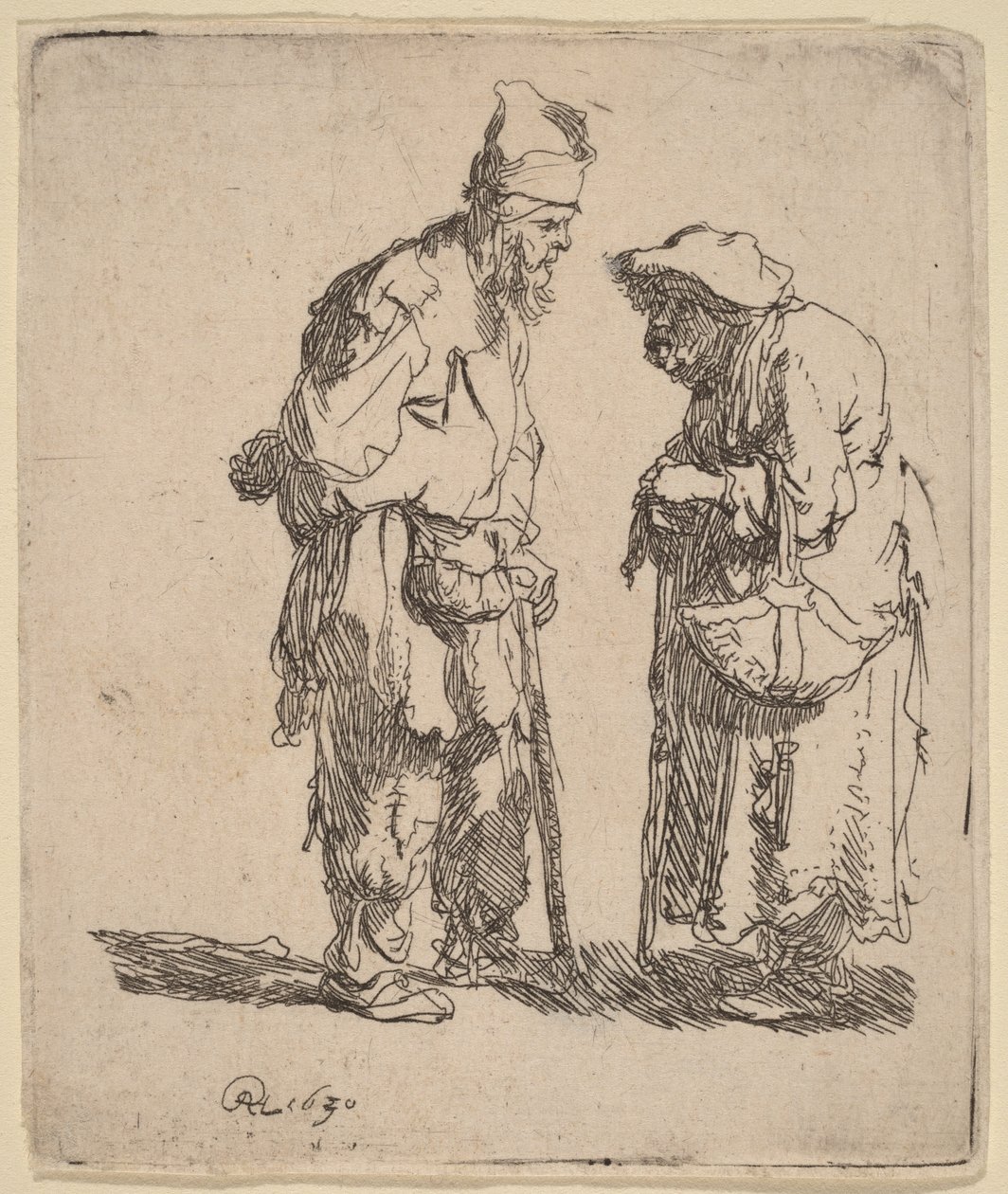 Un mendicante e una mendicante che conversano da Rembrandt van Rijn
