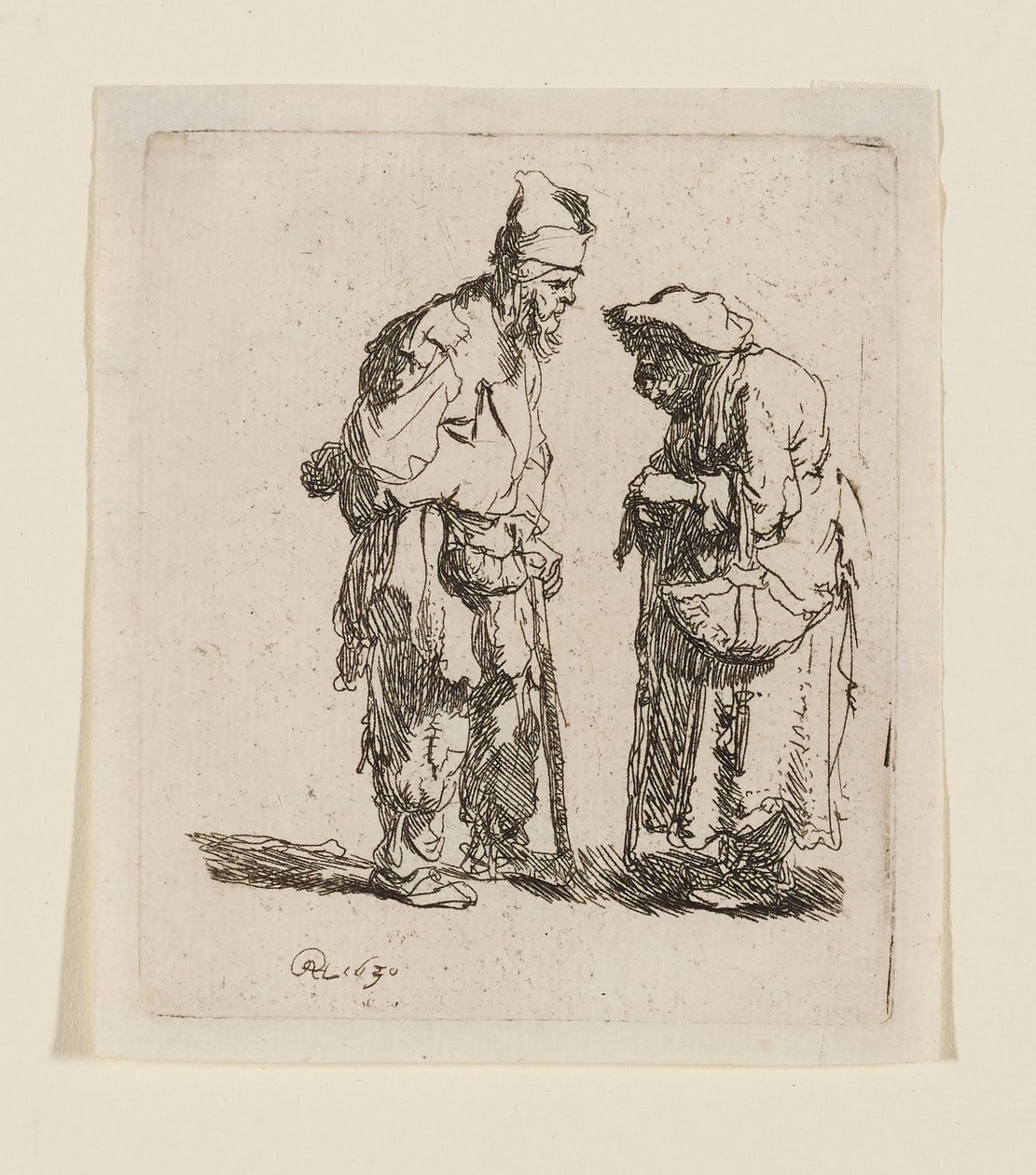 Un mendicante e una mendicante che conversano da Rembrandt van Rijn