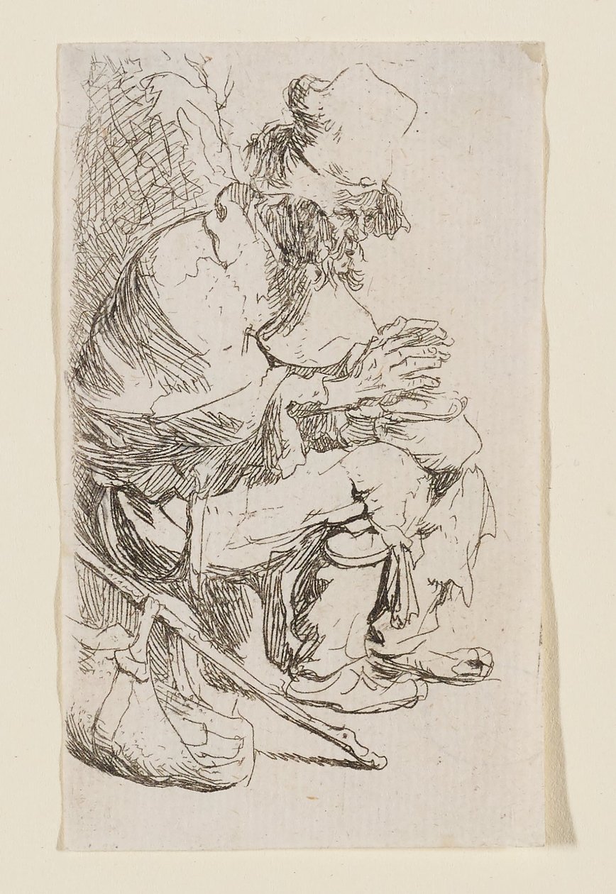 Mendicante seduto che si scalda le mani a un braciere da Rembrandt van Rijn