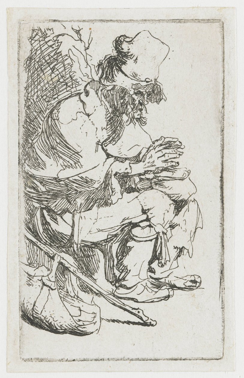 Un mendicante che si scalda le mani da Rembrandt van Rijn