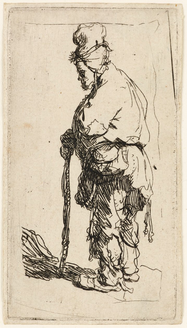 Mendicante appoggiato a un bastone, c. 1630 da Rembrandt van Rijn
