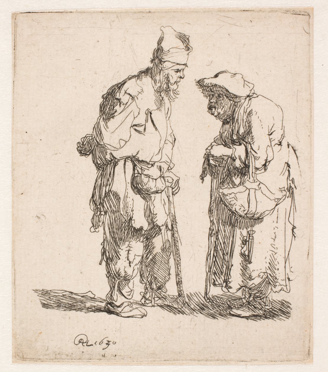 Un mendicante e una mendicante che conversano da Rembrandt van Rijn