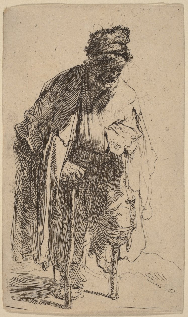 Mendicante con una gamba di legno da Rembrandt van Rijn