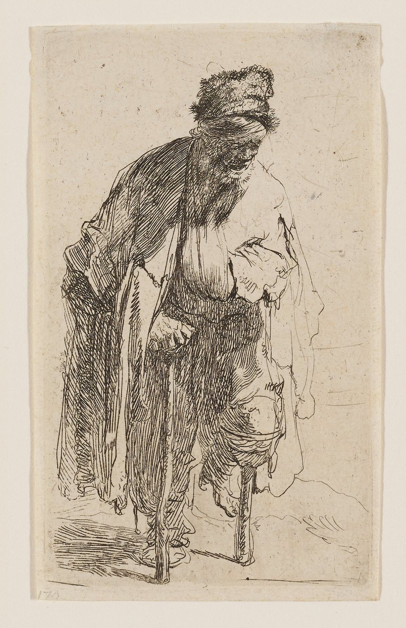 Mendicante con una gamba di legno da Rembrandt van Rijn