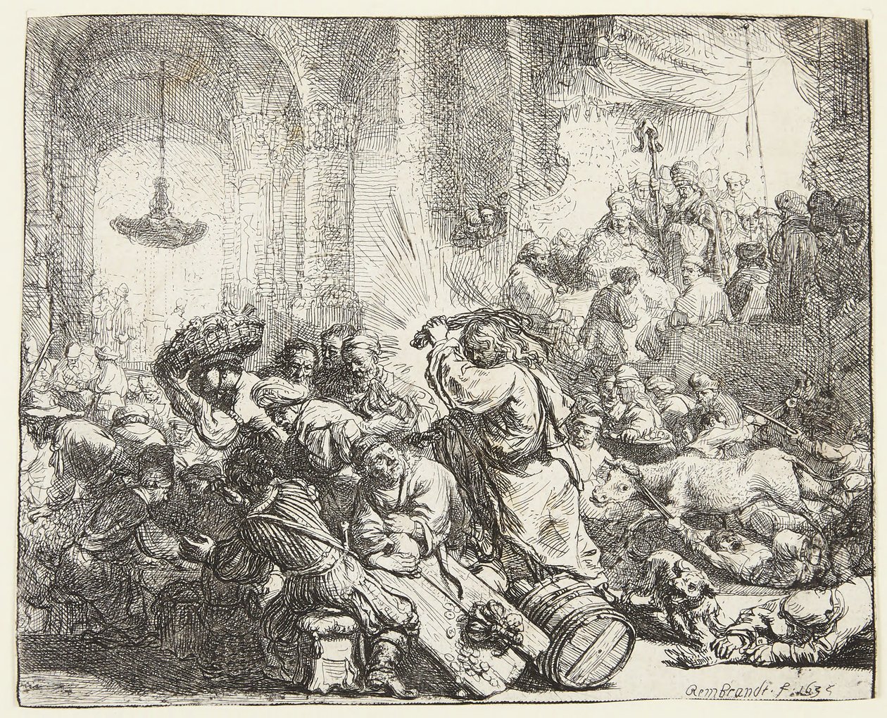 Cristo scaccia i cambiavalute (B.69; BB. 35-Bii) da Rembrandt van Rijn