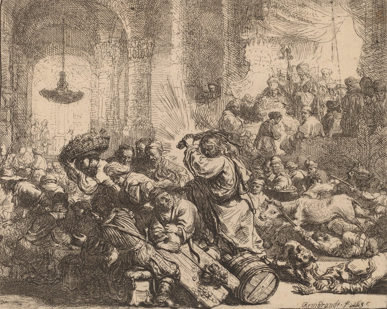 Cristo che scaccia i mercanti dal tempio, 1635 da Rembrandt van Rijn