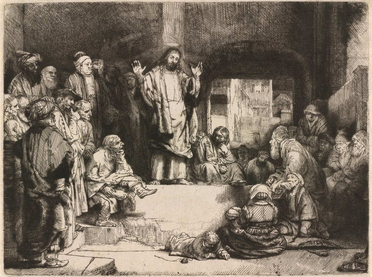 Christ Preaching (La piccola tomba) da Rembrandt van Rijn