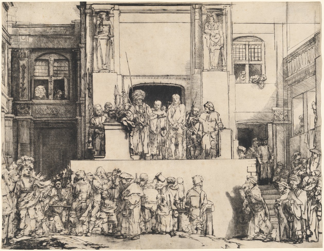 Cristo presentato al popolo: Piatto oblungo da Rembrandt van Rijn