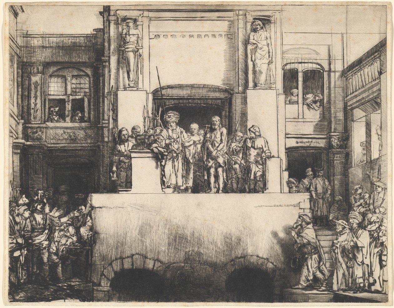 Cristo presentato al popolo: Tavola oblonga da Rembrandt van Rijn