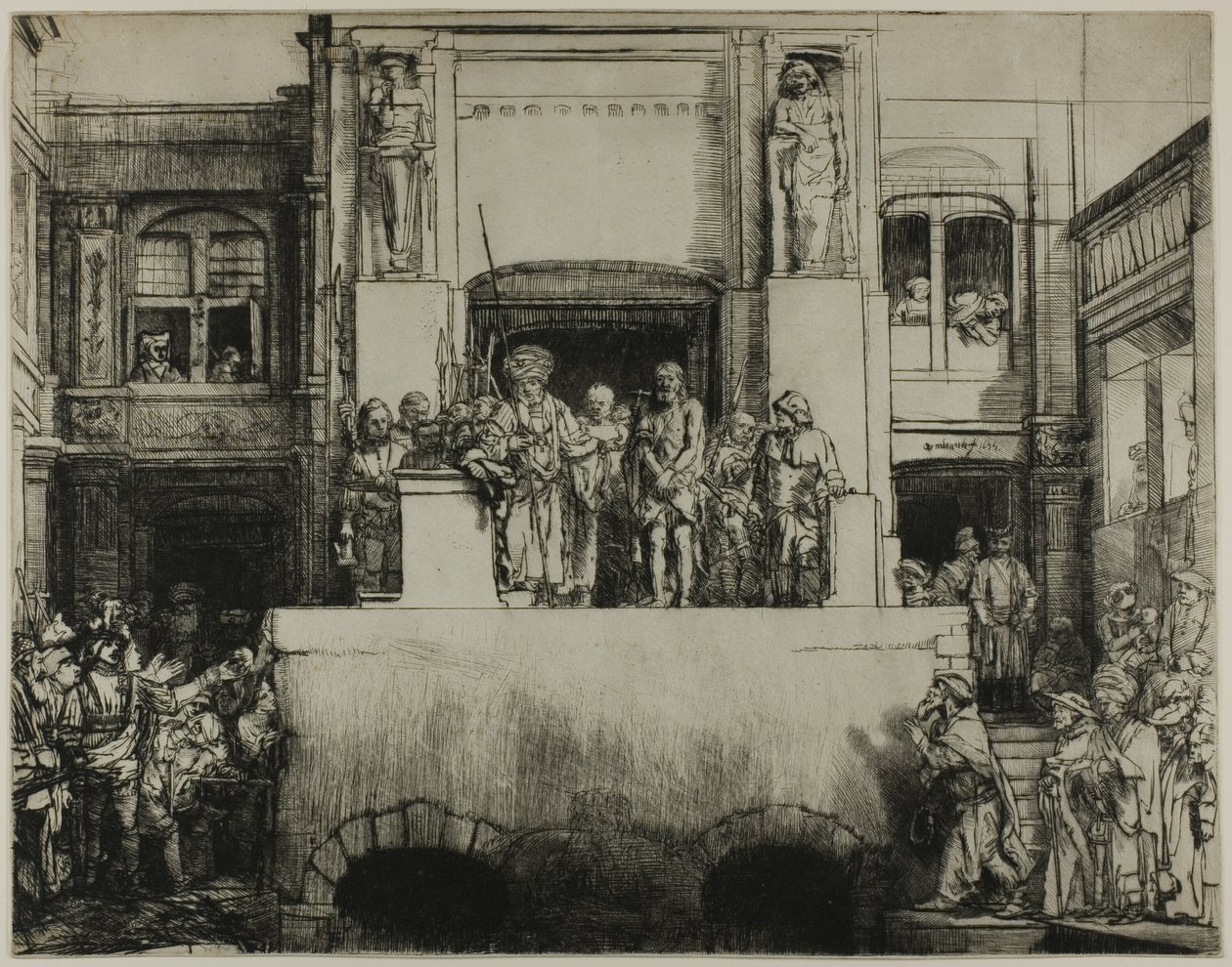 Cristo presentato al popolo: Tavola oblungo da Rembrandt van Rijn
