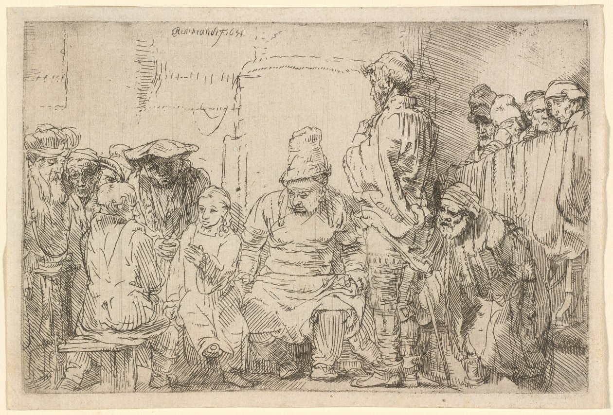 Cristo seduto che disputa con i dottori da Rembrandt van Rijn