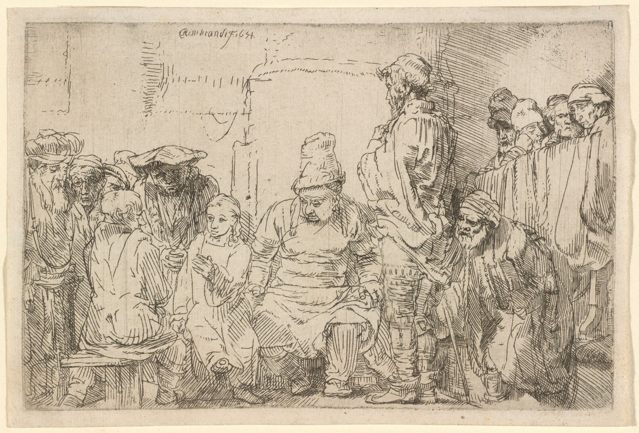 Cristo seduto mentre discute con i dottori da Rembrandt van Rijn