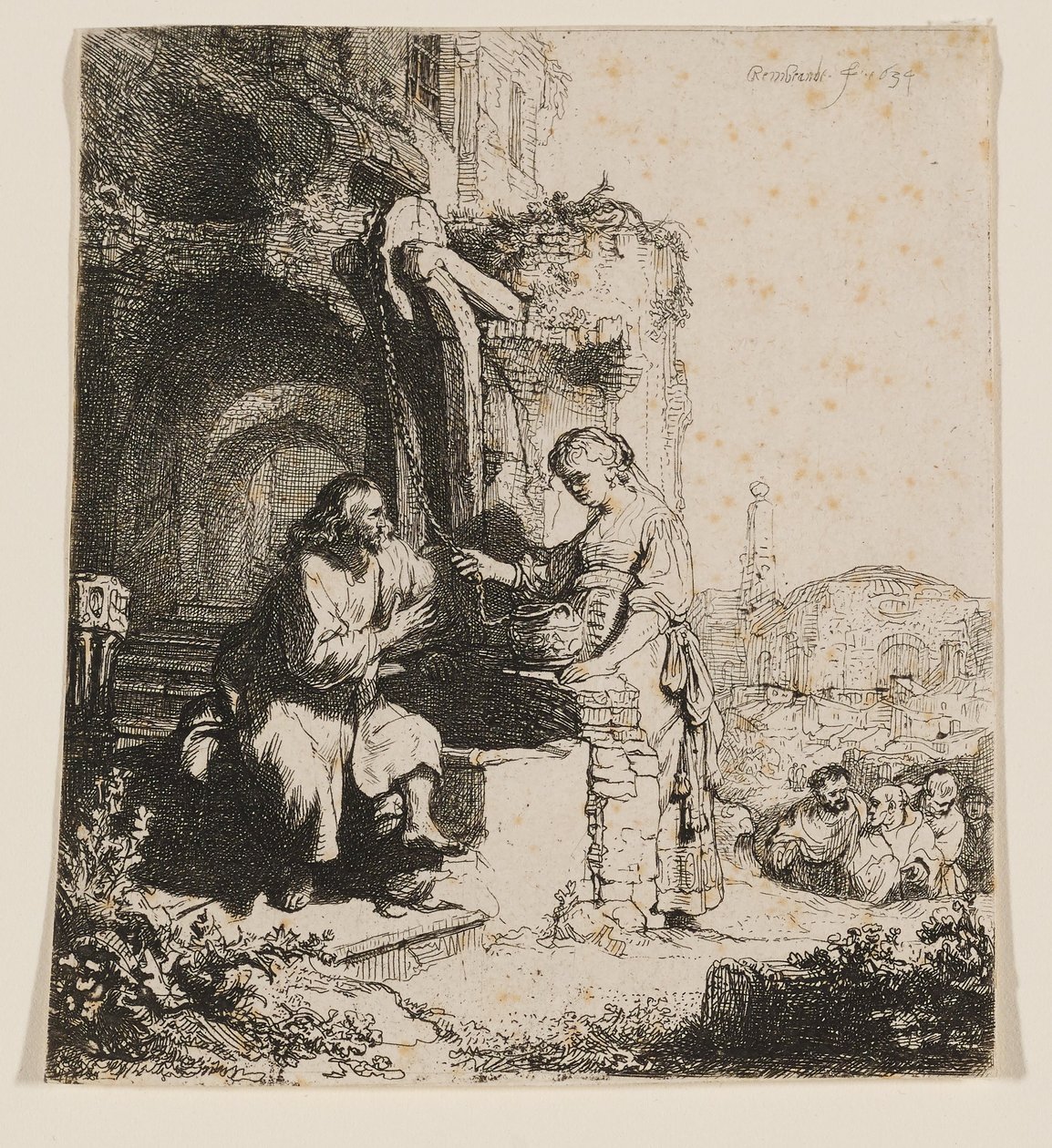 Cristo e la donna di Samaria: tra le rovine da Rembrandt van Rijn