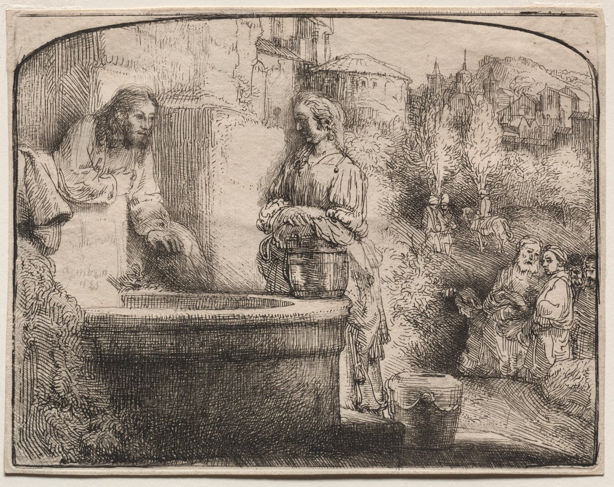 Cristo e la donna di Samaria: Una stampa ad arco, 1657-58 da Rembrandt van Rijn
